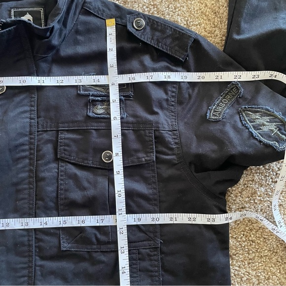 Znentianlang Casual Utility Bomber Jacket Men’s L Black Airborne Zip Up Button - Picture 14 of 16